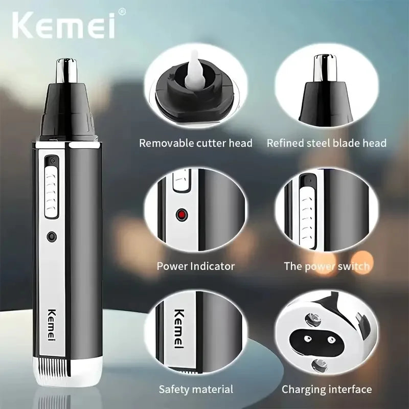 Rechargeable Nose & Ear Hair Trimmer Precision Grooming Black-4