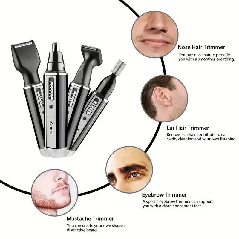 Rechargeable Nose & Ear Hair Trimmer Precision Grooming Black-2