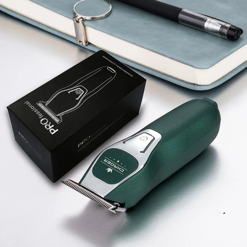 Professional Cordless Hair Clipper  T Blade 0mm Bald Trimmer Green-4